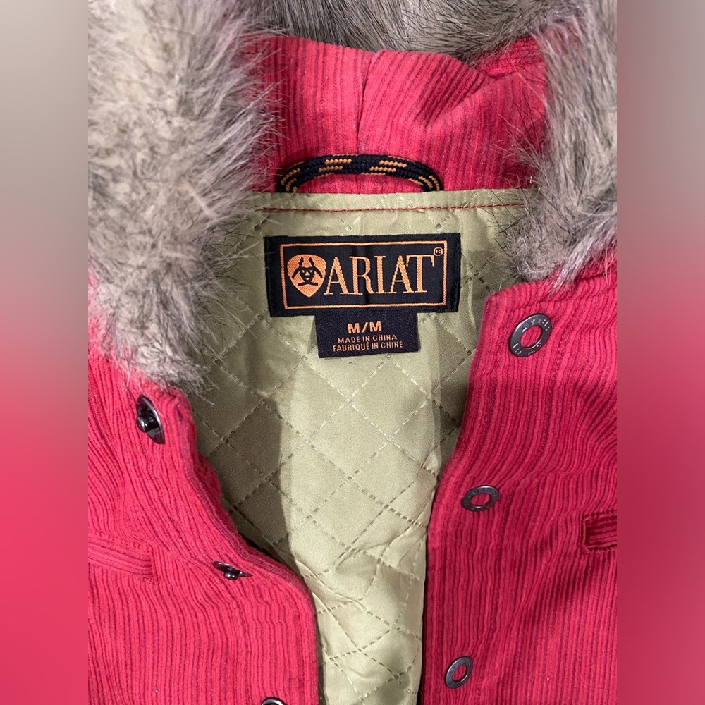 Ariat light red corduroy jacket- medium